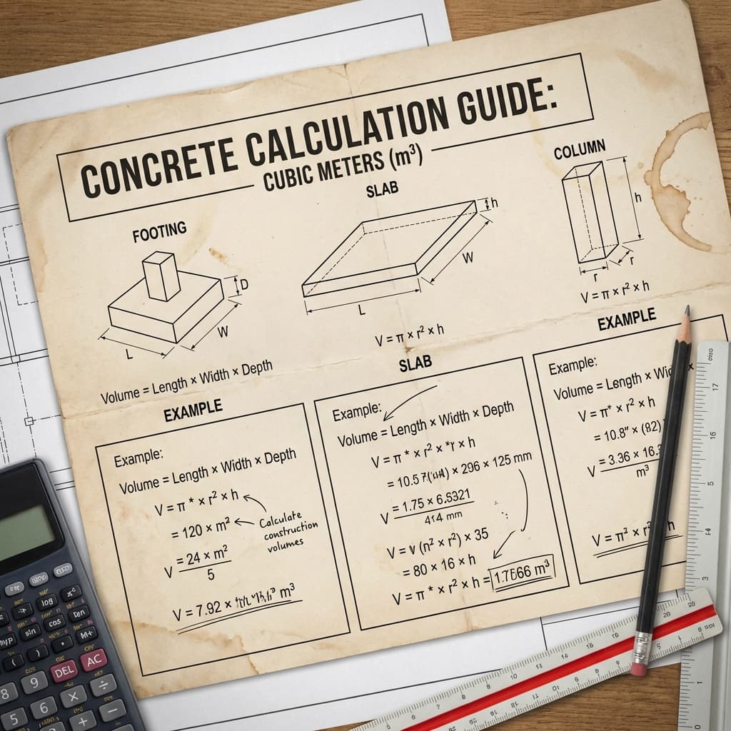 วิธีคำนวณคอนกรีตผสมเสร็จ 1 คิว เทได้กี่ตารางเมตร? (แจกสูตรคำนวณง่ายๆ)